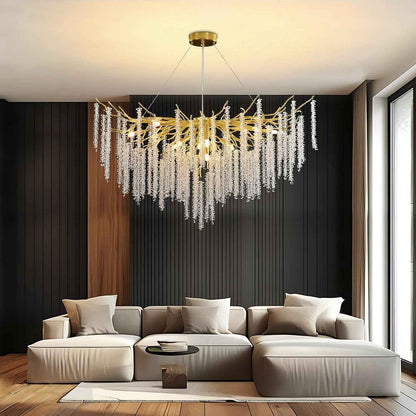 Lustre En Cristal Moderne,G9*12 Luxe Lampe À Pendentif En Cristal Rond,Postmoderne Chandelier Pour Salle À Manger, Cuisine, Salon, Chambre, Couloir, Café, Bar(Doré,G9*12,120Cm)