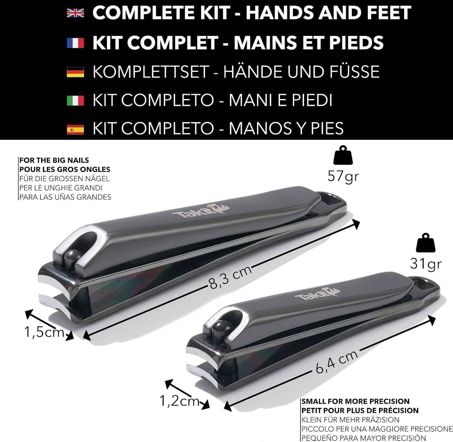 Coupe Ongle Professionnel En Acier Inoxydable [GARANTIE 5 ANS] Marque Française - Kit De 2 Coupe-Ongles Petit Et Grand - Avec Lime Intégrée Et Étui De Rangement