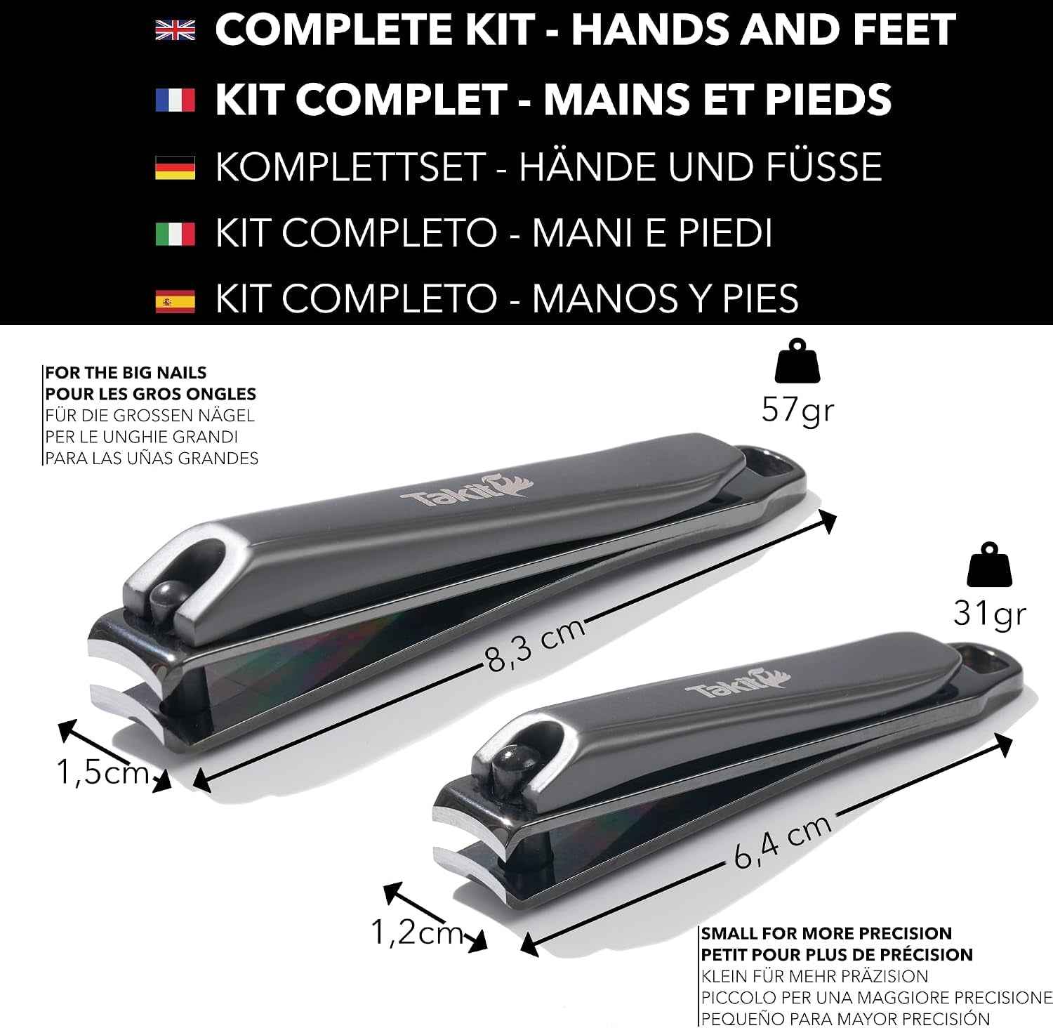 Coupe Ongle Professionnel En Acier Inoxydable [GARANTIE 5 ANS] Marque Française - Kit De 2 Coupe-Ongles Petit Et Grand - Avec Lime Intégrée Et Étui De Rangement