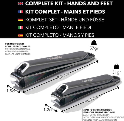 Coupe Ongle Professionnel En Acier Inoxydable [GARANTIE 5 ANS] Marque Française - Kit De 2 Coupe-Ongles Petit Et Grand - Avec Lime Intégrée Et Étui De Rangement