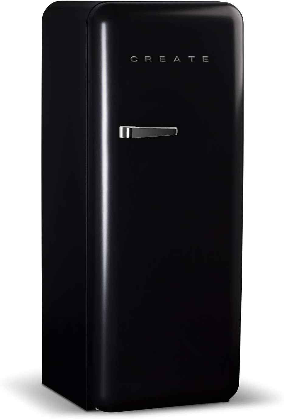 / RETRO FRIDGE 150 Silver/Réfrigérateur Noir Avec Poignée Argent Et Congélateur 281L / 102W, Faible Consommation, 150 Cm, 3 Étagères, Régulateur De Température, 60X60X150 Cm