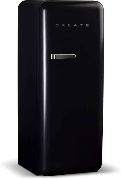 / RETRO FRIDGE 150 Silver/Réfrigérateur Noir Avec Poignée Argent Et Congélateur 281L / 102W, Faible Consommation, 150 Cm, 3 Étagères, Régulateur De Température, 60X60X150 Cm