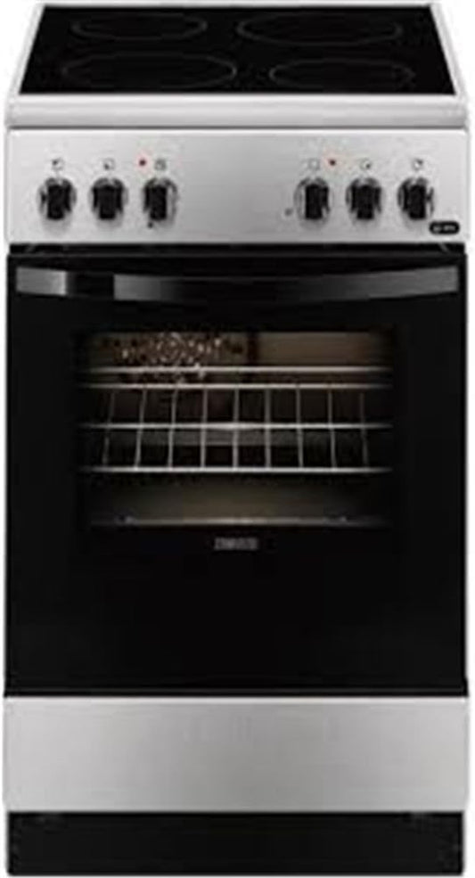 Zanussi ZCV550G1XA Autonome a Noir, Acier Inoxydable Four Et Cuisinière - Fours Et Cuisinières (Cuisinière, Noir, Acier Inoxydable, Boutons, Rotatif, Devant, Verre-Céramique, Moyen)