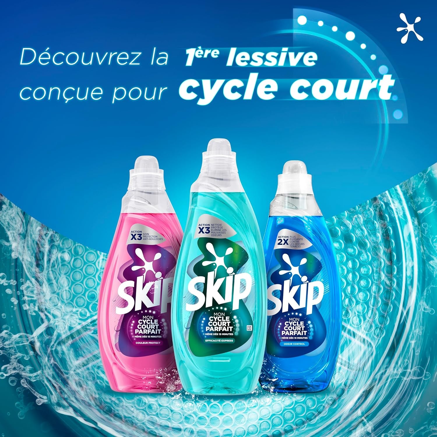 Lessive Liquide Mon Cycle Court Parfait Efficacité Express - 37 Lavages - 1Ère Lessive Conçue Pour Cycle Court, Efficace Dès 15 Minutes