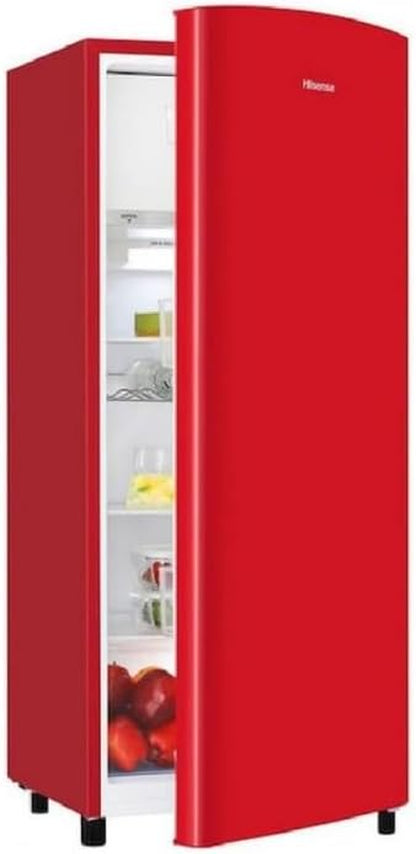 Hisense Réfrigérateur Monoporte RR220D4ERE Capacité 165 L Hauteur 128 Cm Couleur Rouge Classe Énergétique E