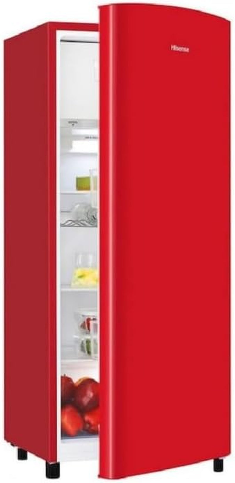 Hisense Réfrigérateur Monoporte RR220D4ERE Capacité 165 L Hauteur 128 Cm Couleur Rouge Classe Énergétique E