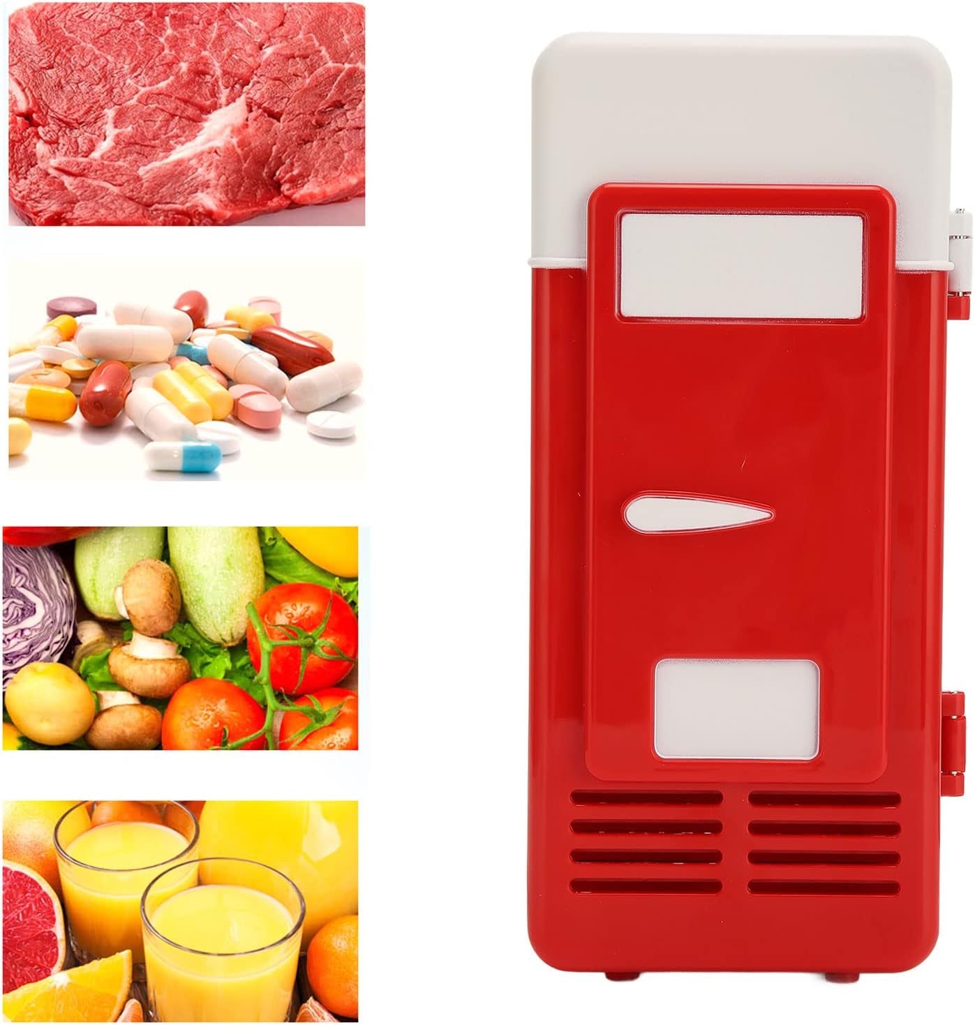 Réfrigérateur/Réchauffeur Portable USB, Refroidisseur De Réfrigérateur Compact Mini USB À Refroidissement Isolé, À Faible Décibel À Économie D'Énergie Boisson Minibar Pour Voiture Bureau(Rouge)