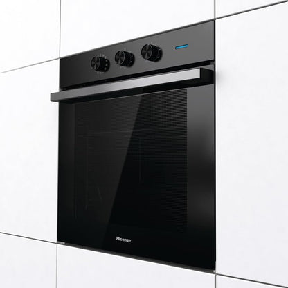 Hisense BI64111AB Four Multifonction Thermoventilé, Cavité XXL 77 Litres, 12 Fonctions De Cuisson, Nettoyage D'Eau Propre, Classe A, Préchauffage Rapide, Fonction Pizza 300 °C, Air Fry