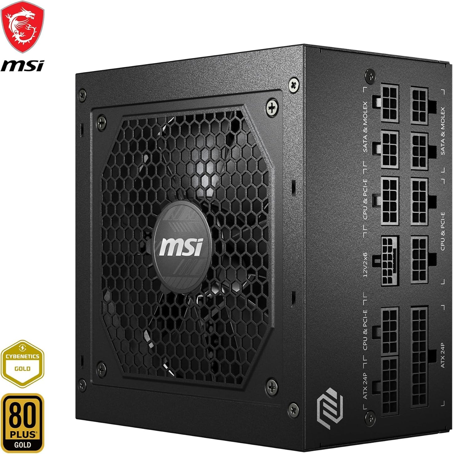 MSI MAG A750GL PCIE5 Alimentation Modulaire ATX 3.1, 80 plus Gold | 750W, Compatible Pcie 5.0, Ventilateur FDB 120Mm, Full-Bridge LLC, Câbles Plats Noirs, Garantie 7 Ans