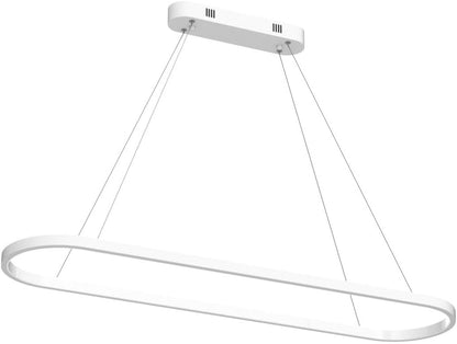 Suspension Ovale Lampes De Bureau De Table À Manger, Suspension LED Plafonnier Dimmable Avec Télécommande, Lustre Design Anneau Moderne (L90Cm, Or)