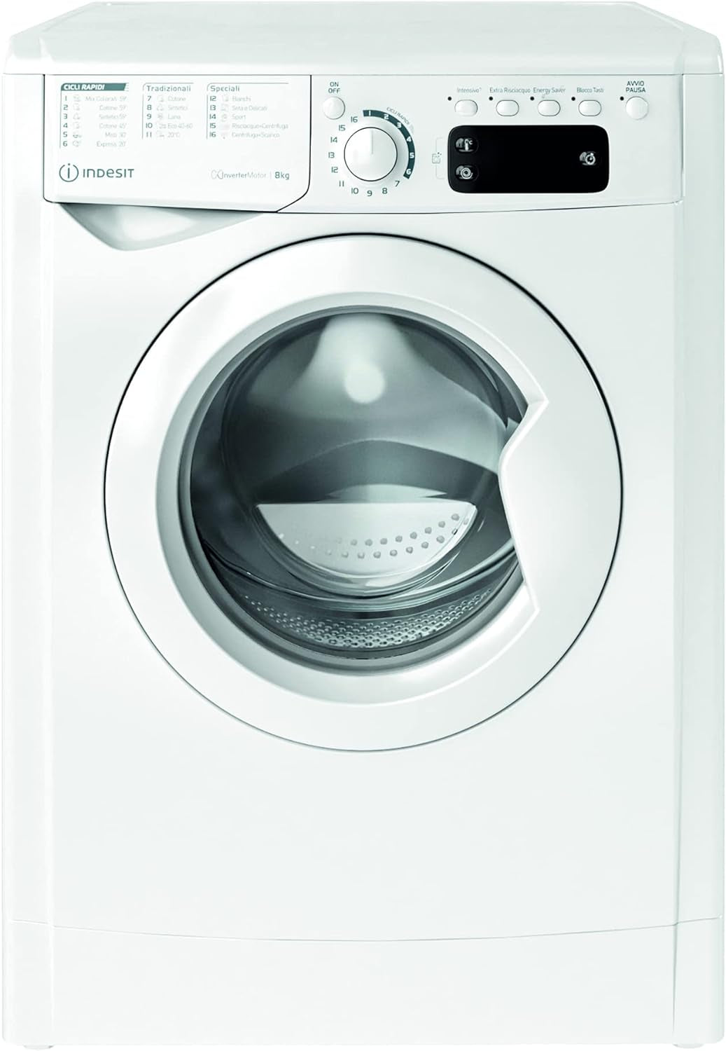 Indesit EWE 81284 W IT- Machine À Laver 8 Kg Libre Installation, Charge Avant. Centrifugeuse 1200 Tours Par Minute. Largeur 59,5 Cm, Profondeur 57,2 Cm, Hauteur 85 Cm, Classe Énergétique C