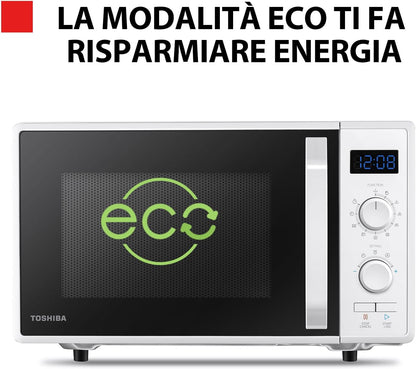 MW2-AG23P(WH) 3-En-1 Four À Micro-Ondes Avec Gril 1050 W Et Cuisson Combinée, 23 L, Plaque Tournante Avec Mémoire De Position, Minuteur, Lumières LED Intégrées, 900 W, Blanc