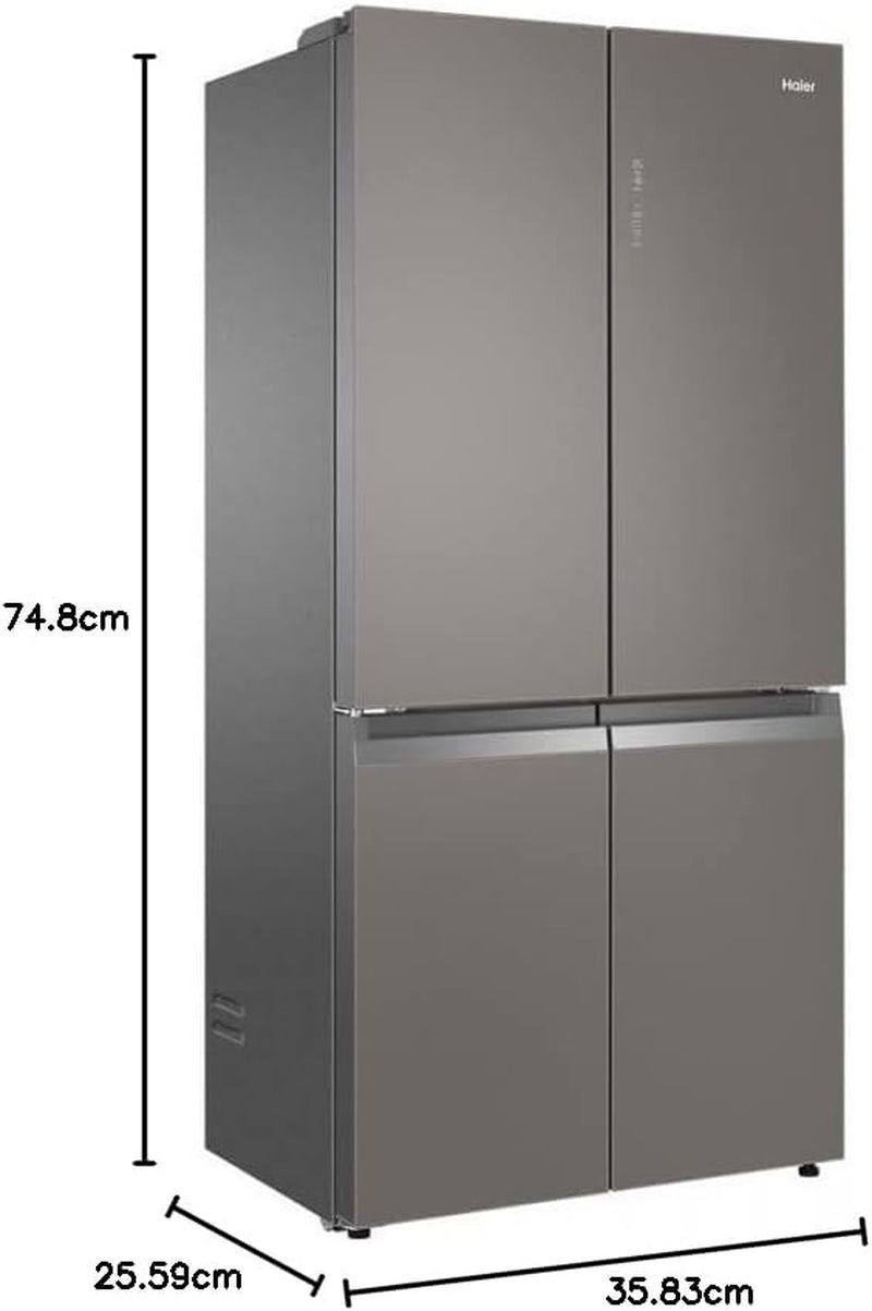 HTF-540DGG7 Réfrigérateur Combiné - Pose Libre, 528L, 4 Portes, Humidity Zone, Total No Frost Air Surround, My Zone Plus, Gris, Classe F