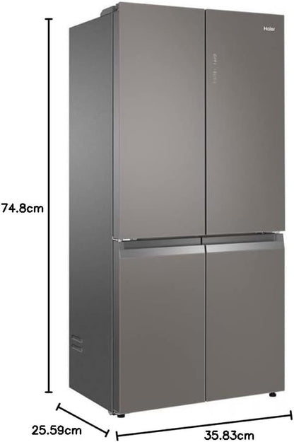 HTF-540DGG7 Réfrigérateur Combiné - Pose Libre, 528L, 4 Portes, Humidity Zone, Total No Frost Air Surround, My Zone Plus, Gris, Classe F