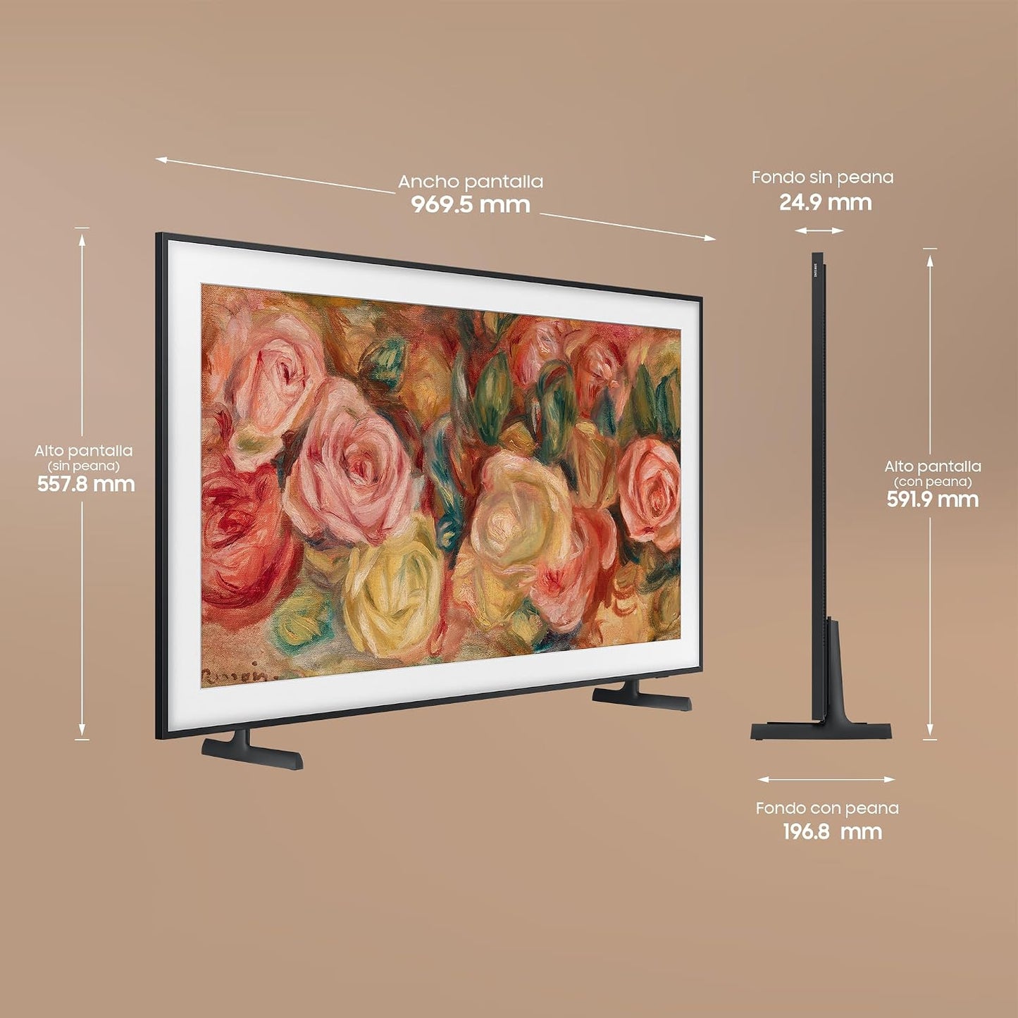 TV AI 43 Pouces the Frame LS03D 4K Smart TV, Galerie D'Art Avec Display Mate, Cadres Interchangeables, 100% Volume De Couleur Avec Quantum Dot Et One Connect Et Câble Quasi Invisible
