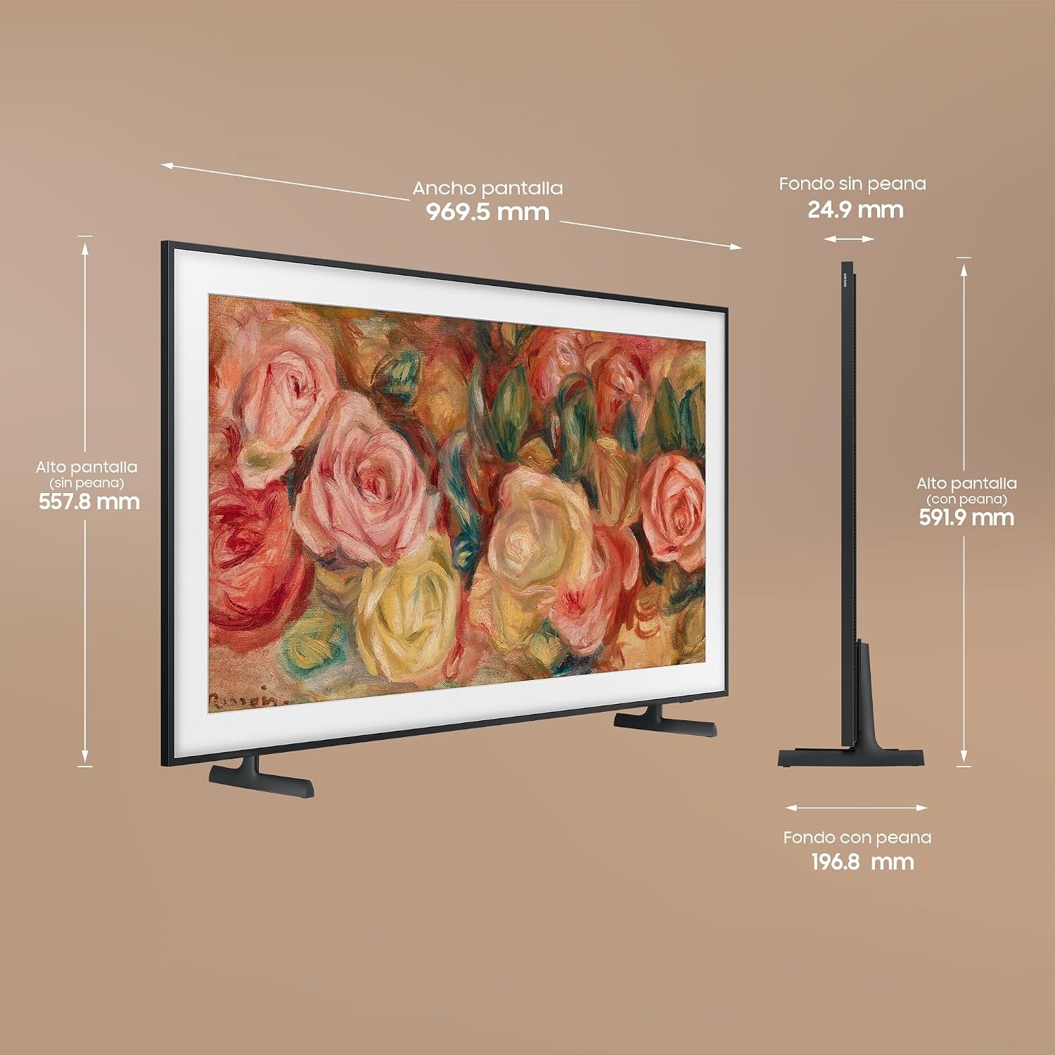 TV AI 43 Pouces the Frame LS03D 4K Smart TV, Galerie D'Art Avec Display Mate, Cadres Interchangeables, 100% Volume De Couleur Avec Quantum Dot Et One Connect Et Câble Quasi Invisible