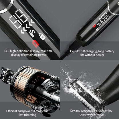 Rasoir Électrique Homme Multifonction,Rasoir Imperméable 4 En 1,Tondeuse Barbe,Tondeuse Nez,Tondeuse À Sourcils,En Acier Inoxydable,Usb Recharger (Noir)