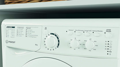 EWC 61051 W IT N - Machine À Laver 6 Kg Libre Installation, Charge Avant. Centrifugeuse 1000 Tours Par Minute - Largeur 59,5 Cm, Profondeur 51,7 Cm, Hauteur 85 Cm, Classe Énergétique F