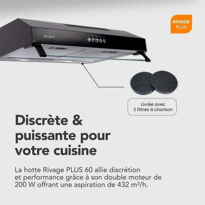 HOTTE CASQUETTE/VISIERE DOUBLE MOTEURS 60 CM - NOIR |