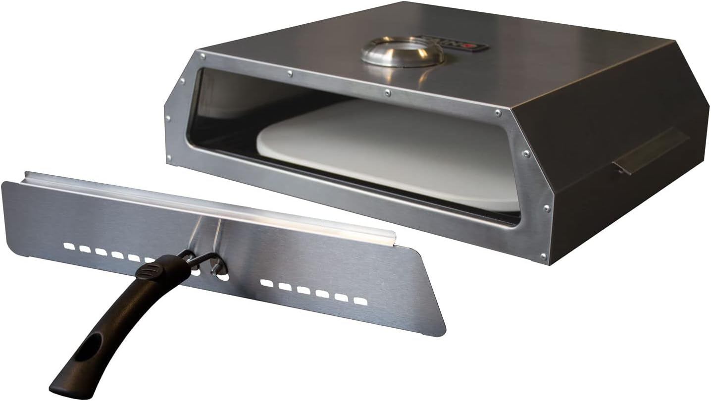 TAINO Boîte À Pizza Avec Porte, Pelle À Pizza, Pierre À Pizza, Four En Acier Inoxydable Argenté