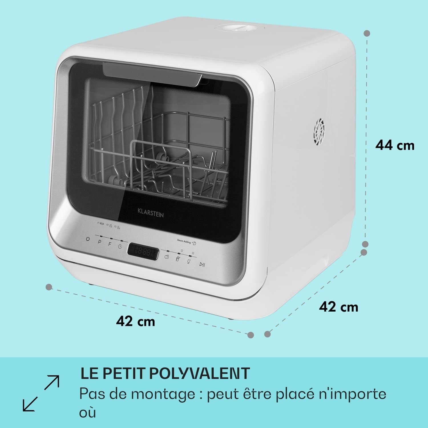 Mini Lave Vaisselle De 2 Couvert, Lave-Vaisselles Silencieux, 7 Programmes De Lavage, Petit Lave-Vaisselle De Table Compact, Lave Vaisselle Portable, Facile À Installer Pour Maison, Bureau