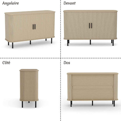 Buffet, Armoire De Cuisine Avec 2 Portes Coulissantes, Étagères Réglables, Meuble De Rangement, Bar À Café, Meuble D'Appoint Pour Cuisine, Salle À Manger, Salon,Beige