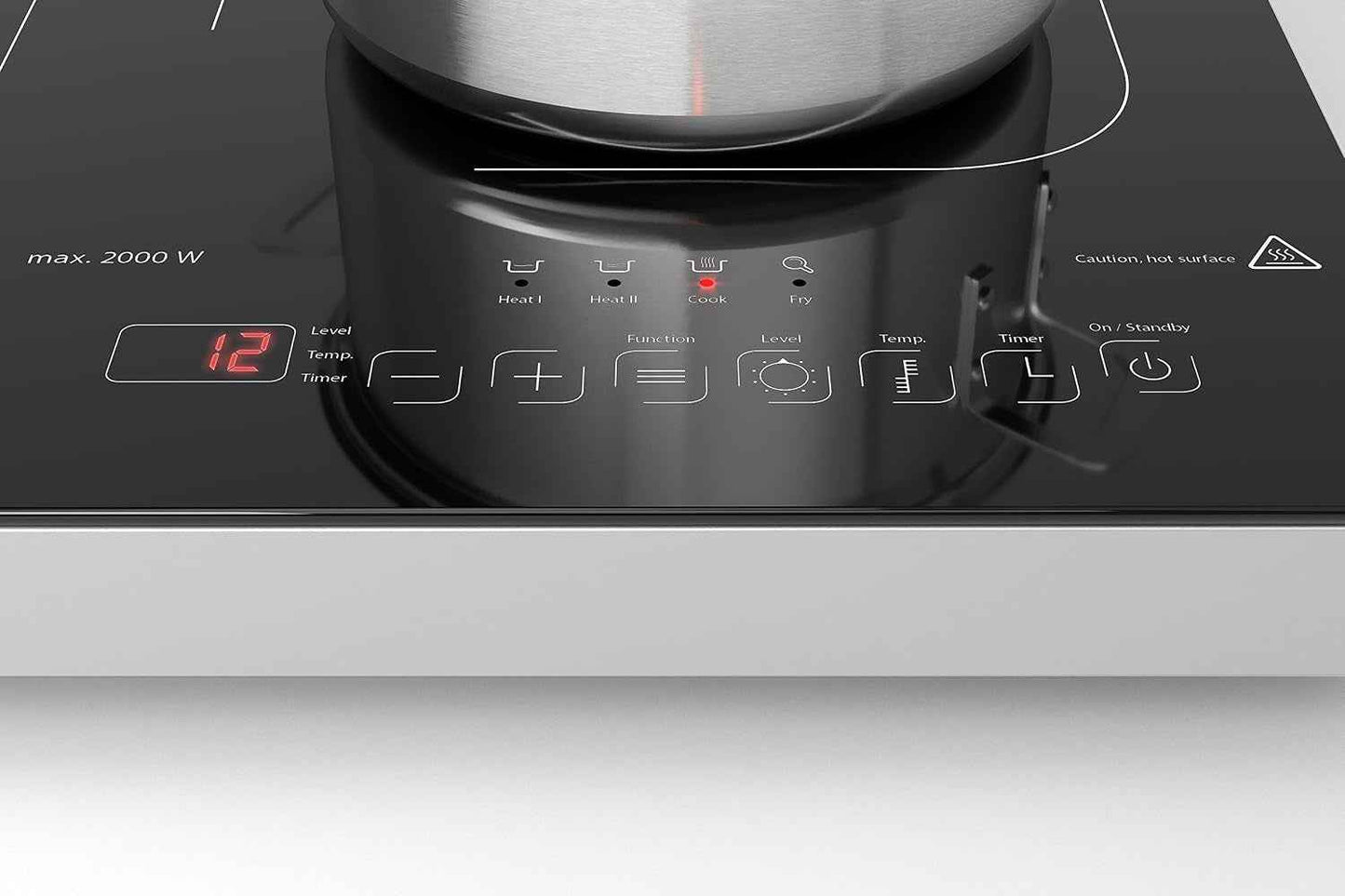 Progourmet 3500 Plaque De Cuisson À Induction Double Mobile, 3500 W Powersharing, 60-240 °C, 4 Fonctions, Minuterie 180 Min, Casseroles Jusqu'À 24 Cm, Vitrocéramique