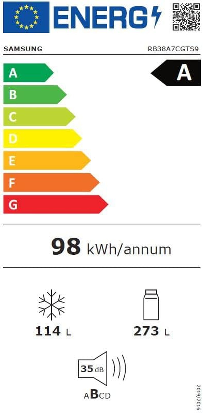 Réfrigérateur Congélateur Bas -  - RB38A7CGTS9 - 2 Portes - 387L - H203CM - a - Froid Ventilé plus - Metal Grey