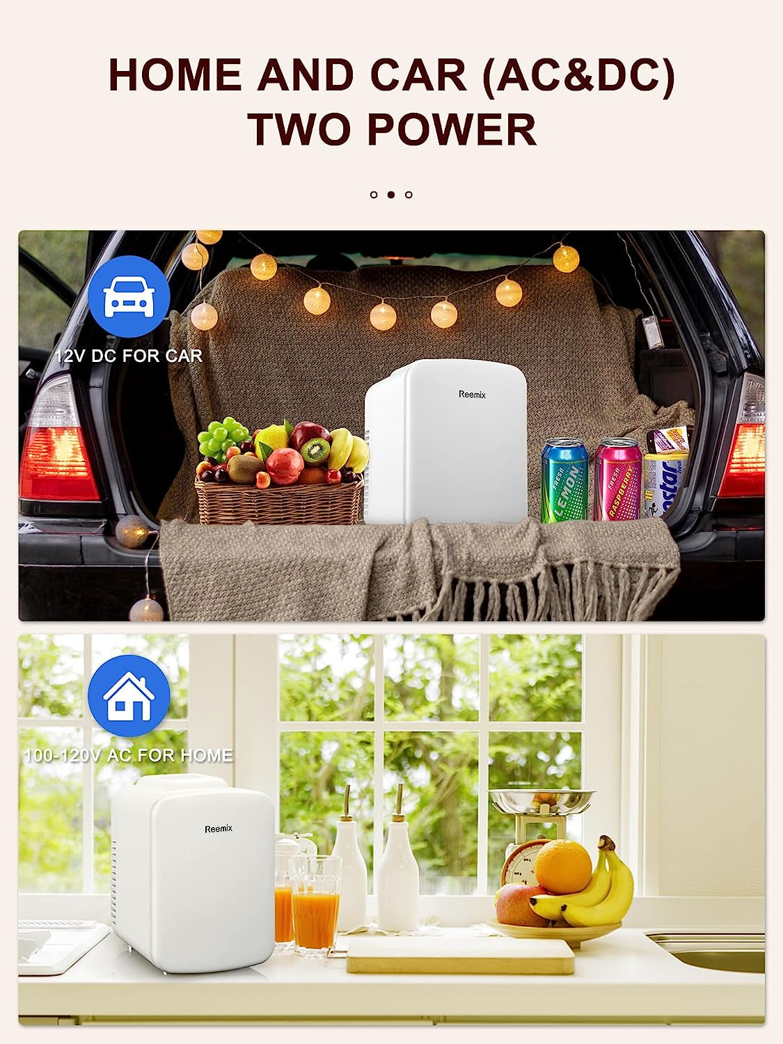 Mini Frigo De Chambre 4L/6 Canettes, Petit Frigo Portable 240V/12V, Mode Silencieux, Fonction Chaud Et Froid, Refrigerateur Petit, Frigo Bar (Blanc)