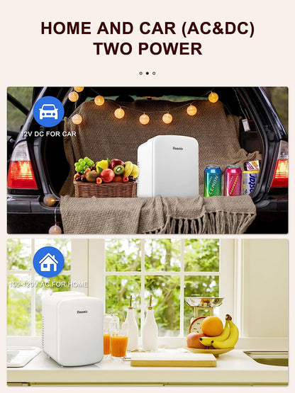 Mini Frigo De Chambre 4L/6 Canettes, Petit Frigo Portable 240V/12V, Mode Silencieux, Fonction Chaud Et Froid, Refrigerateur Petit, Frigo Bar (Blanc)