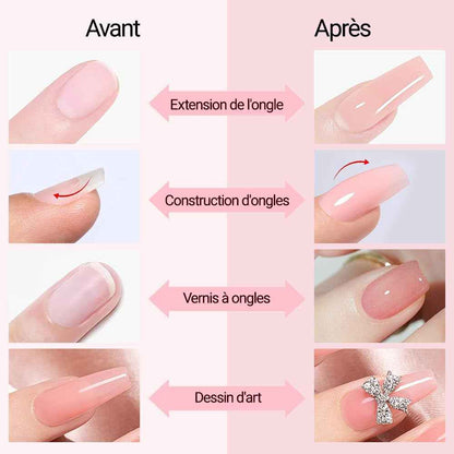 15Ml Builder Gel 5 En 1, Gel De Construction Ongle Pose Americain, Gummy Base Et Structure Avec 100Pcs Chablon Ongle Pour Extensions, Renforcement, Réparation De Manucure-Rose Nude