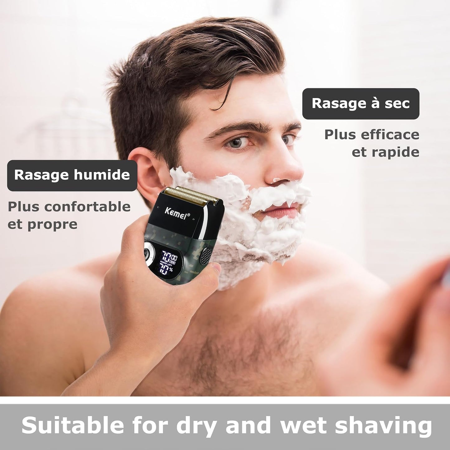 2027 Rasoir À Grille Pour Homme Sans Fil, Affichage LED, Tête Chauve | Rasoir Électrique Pour Tête Chauve Shaver Homme Sans Fil Avec Affichage LED Cadeau Pour La Fête Des Pèr
