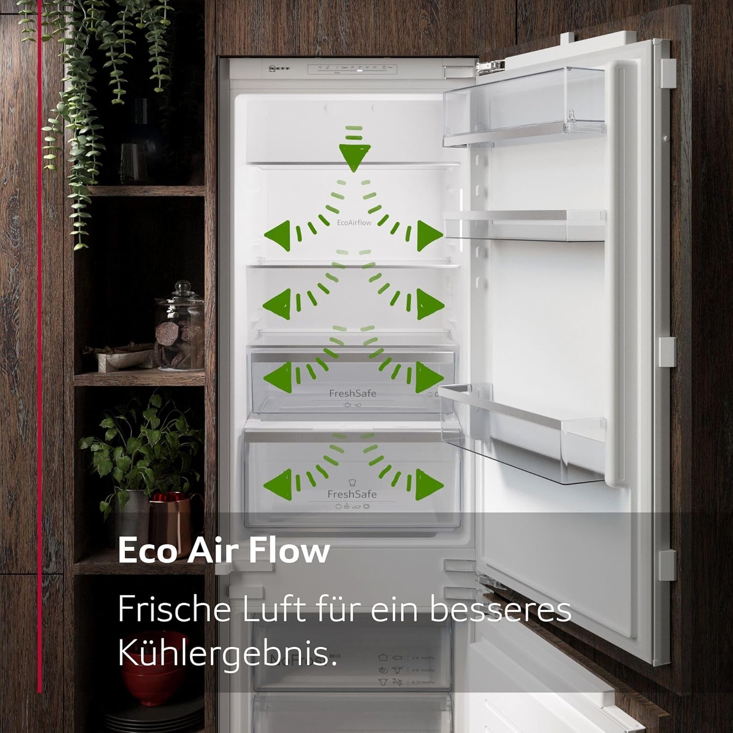 Neff KI5871SE0 N 30 Einbau Kühl-Gefrierkombination, 54,1 Cm Breit, 270 L, Schlepptürtechnik, Eco Air Flow, LED Beleuchtung, Fresh Safe