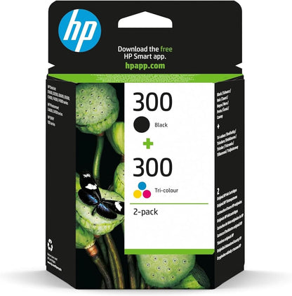 300 Noir Et Trois Couleurs, Lot De 2 Cartouches Encre Originales | Compatible Avec Deskjet D1660, D2560, D2660, D5560, F2420, F2480, F2492, F4210, F4224, F4272, F4280, 200 Pages (CN637EE)