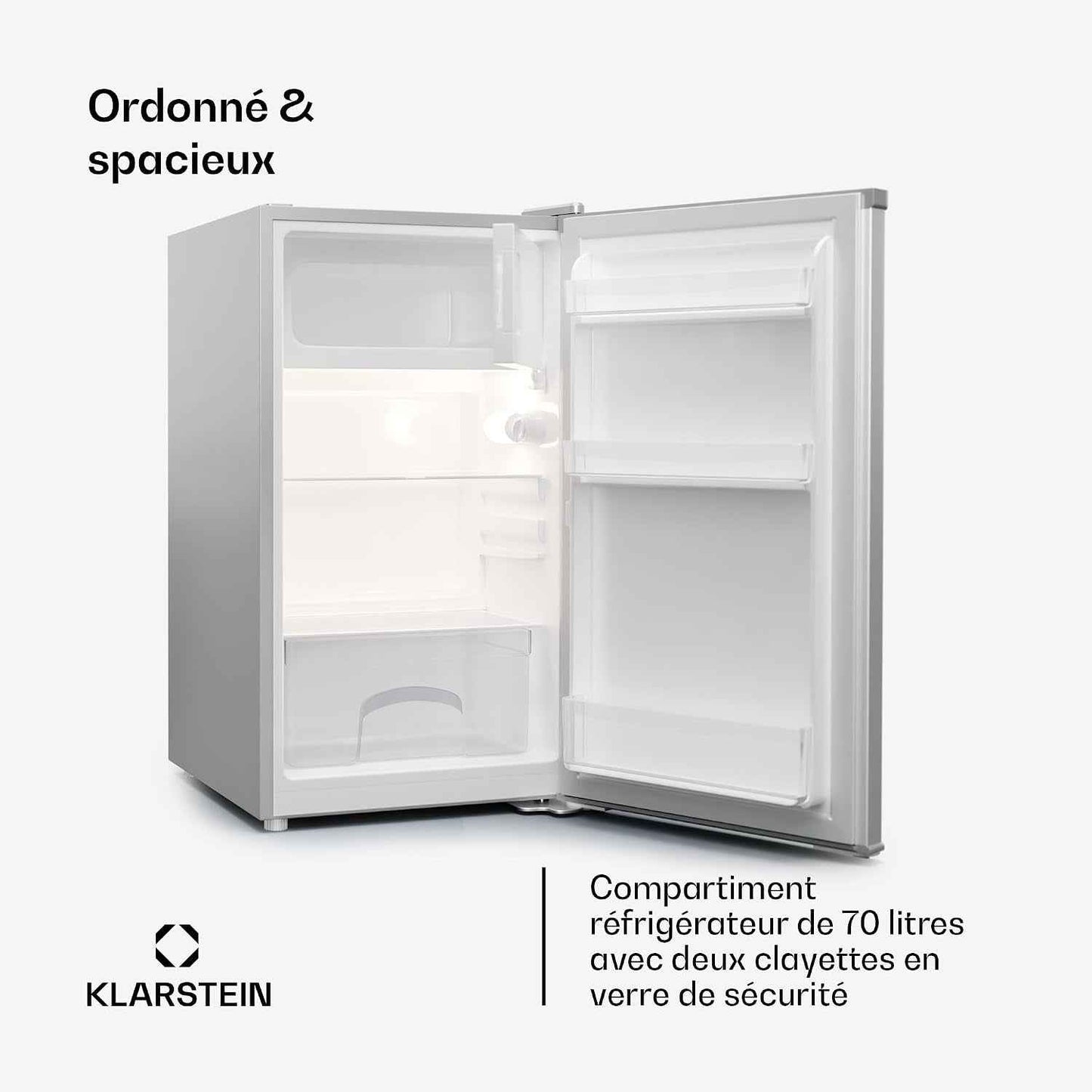 Mini Frigo De Chambre De 70L, Snacks, Boissons, Petit Frigo Top Silencieux, Mini Bar, Petit Réfrigérateur Camping, Mini Frigo Cosmetique, Refrigerateur Avec Bac À Glaçons, 0-10°C