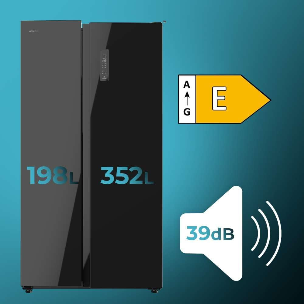 Réfrigérateur Américain De 550 Litres Bolero Coolmarket SBS 550 Glass E. 177 Cm De Hauteur Et 90 Cm De Largeur, Système Multi Air Flow, No Frost Total, Moteur Inverter Plus