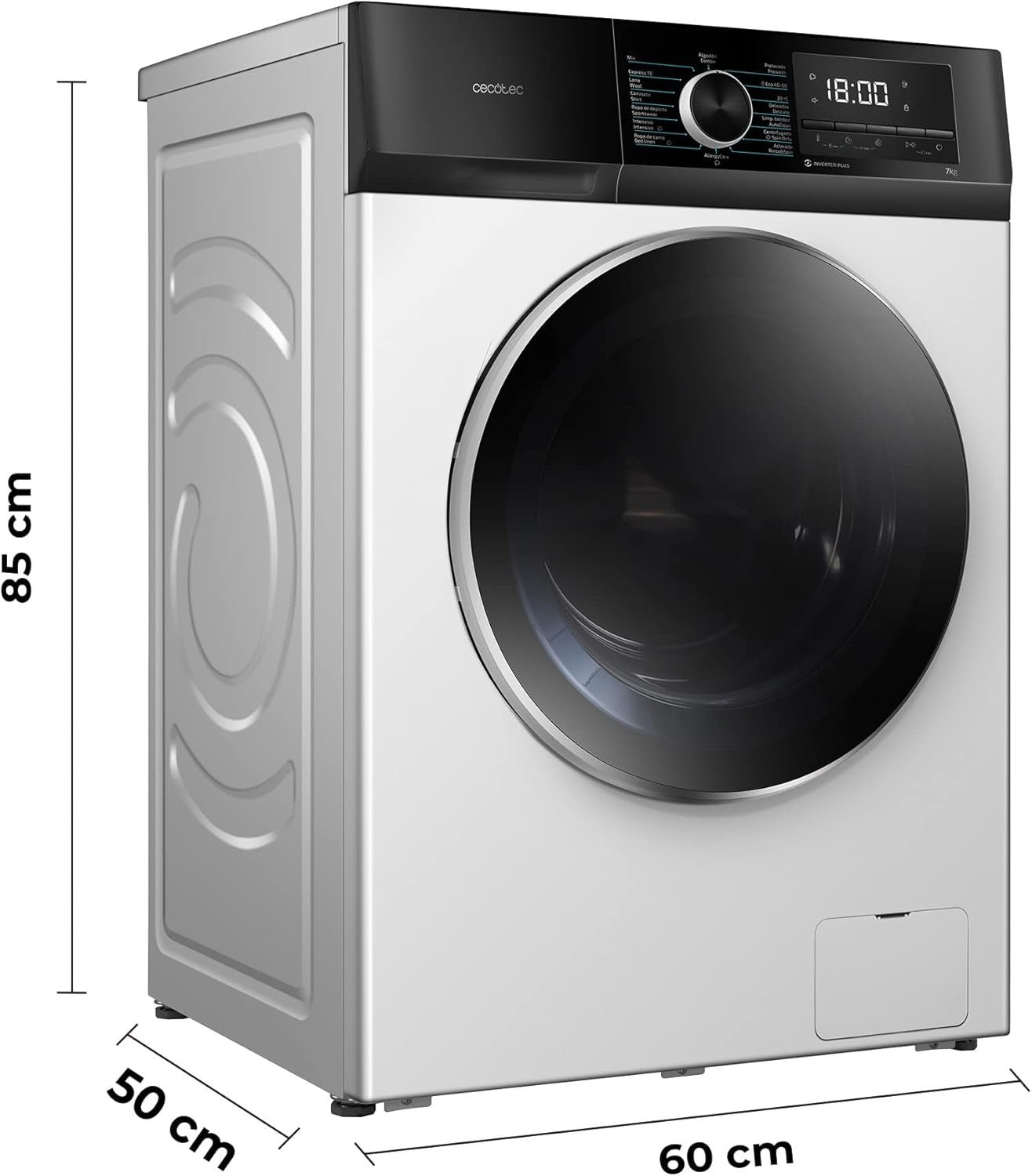 Lavadora 7 Kg Carga Frontal Bolero Dresscode 7500 Inverter A. 1850 W, 1400 Rpm, Motor Inverter Plus, Bajo Consumo, 16 Programas, Steammax, Delay Start, Blanco