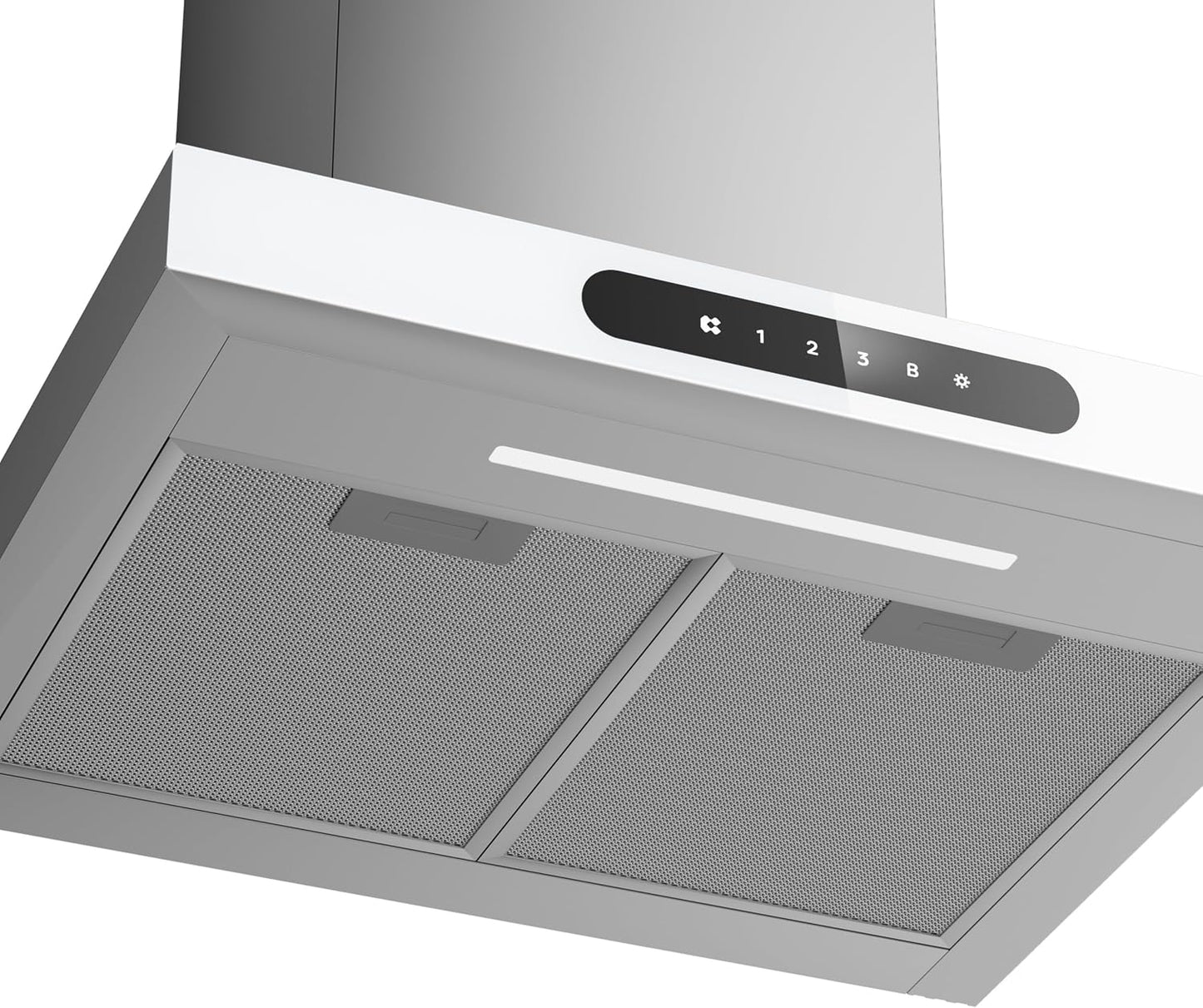 Hotte Décorative Class A+++ 60Cm 650M³/H Tactile Et Wifi Connectée 4 Vitesses&Fonction Boost Avec Filtre Charbon Affichage Numérique Recyclage Ou Evacuation Blanche CBCW6102