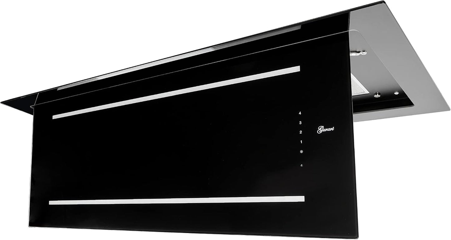 Hotte Aspirante De Plafond, 120 Cm, GCH C 341 Prime, Moteur D'Aspiration À Recirculation, 1000 M³/H, En Verre, Noir, Avec Télécommande, Classe D'Efficacité Énergétique A
