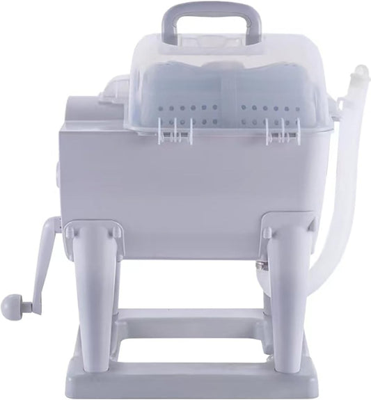 Morlinca Lave Linge Manuel Machin Laver Portable Laveuse Et Sécheuse Manivelle Laver Non Électrique Pour Dortoir Appartement Camping,Argent