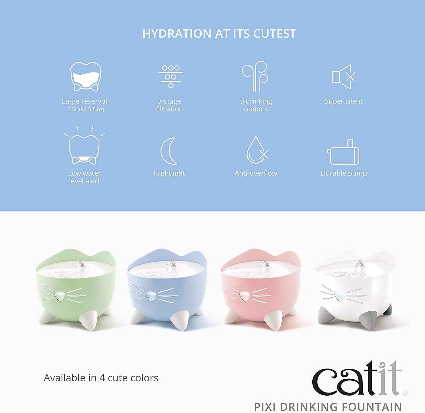 Pixi Fontaine À Eau Pour Chat 2,5 L Rose