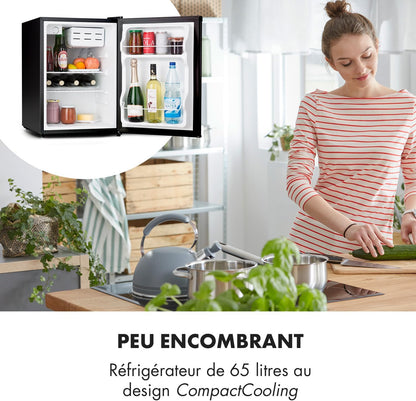 Mini Frigo De Chambre Pour Boissons, Petit Frigo Silencieux, Mini Bar Intérieur, Bières, Petit Refrigerateur Camping, 3 Niveaux Refroidissement, Bac Recepteur, Frigo Cosmetique, 0-10°C, 65L