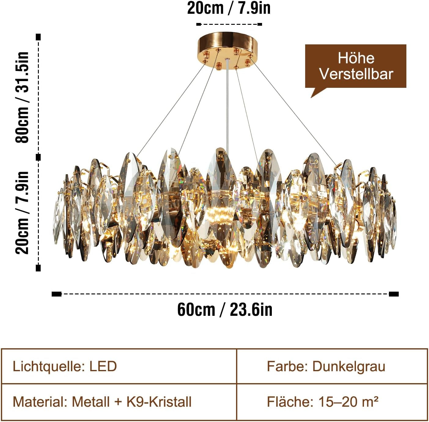 Lustre Moderne À LED Cristal De Luxe,Plafonnier En Cristal Ovoïde Étincelant Or,8Xe14 Suspensions De Salon,8-Flammes
