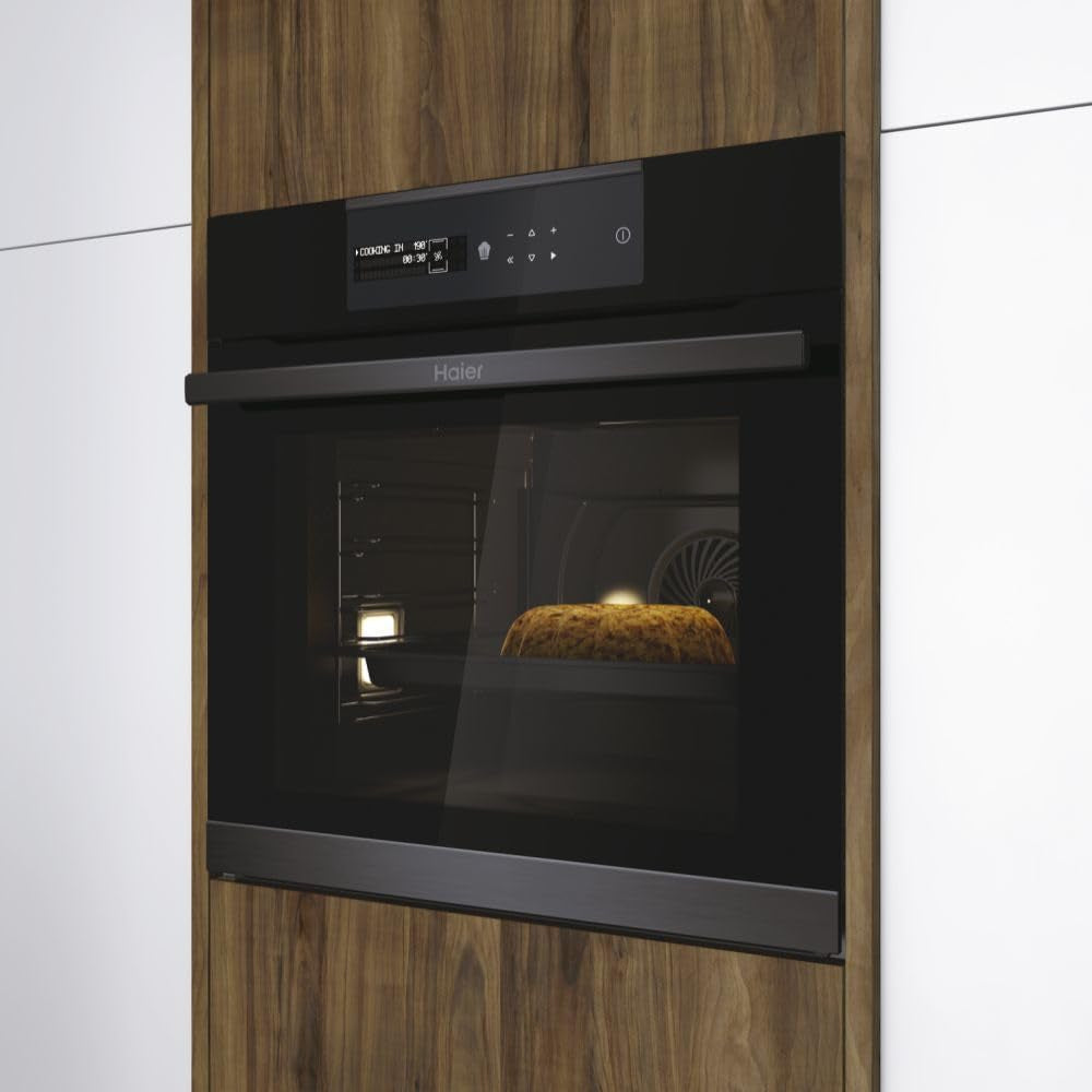 I-Message Serie 4 HWO60SM5B9BH Four Pyrolyse - Multi-Niveaux, 70L, 9 Fonctions, Wi-Fi + BLE, Sonde Thermique, Climatech, Double Éclairage Latéral, Noir, Classe A+