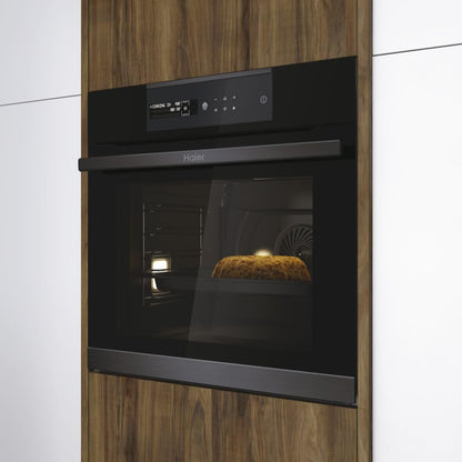 I-Message Serie 4 HWO60SM5B9BH Four Pyrolyse - Multi-Niveaux, 70L, 9 Fonctions, Wi-Fi + BLE, Sonde Thermique, Climatech, Double Éclairage Latéral, Noir, Classe A+