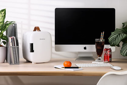 Subcold Pro4 Mini Frigo De Luxe | 4 Litres/6 Canettes | AC Et USB | Petit Réfrigérateur Portable Pour Le Bureau, La Chambre, La Voiture, Les Voyages, Les Soins De La Peau Et Les Cosmétiques (Blanc)