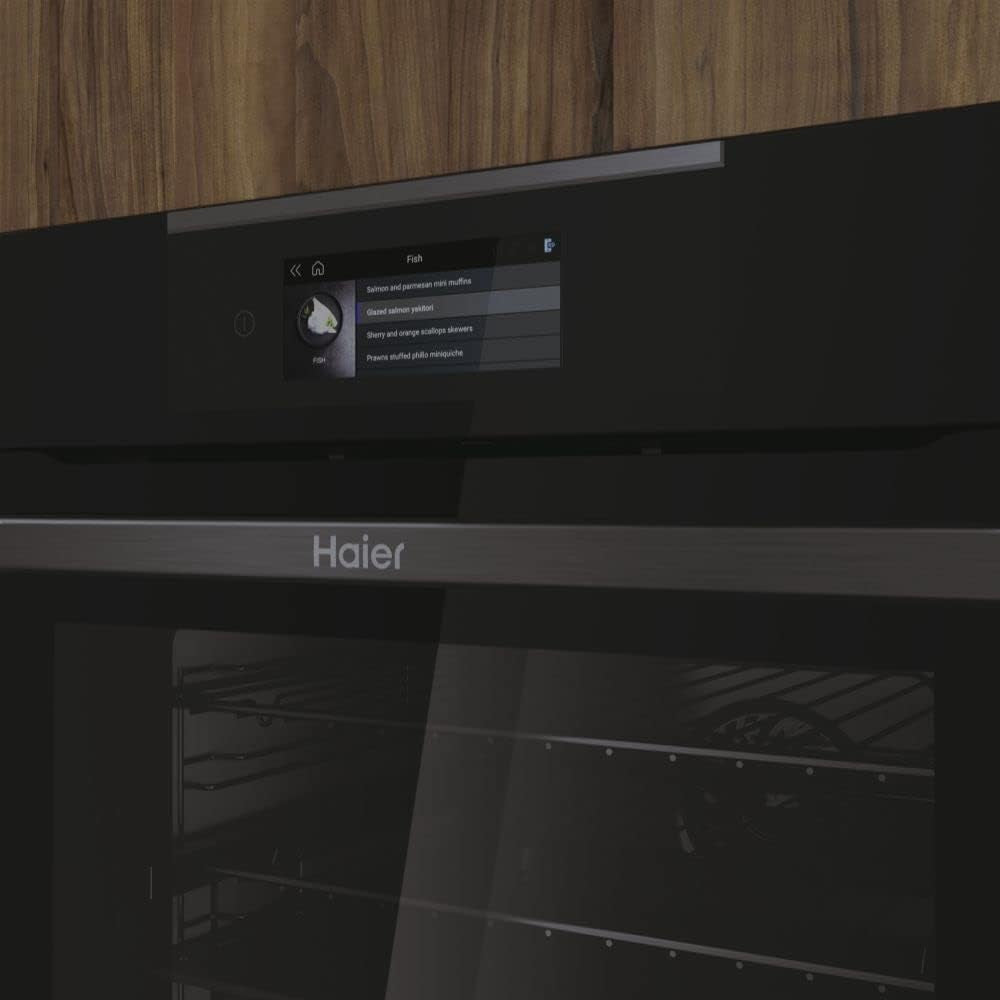 I-TOUCH Série 4 HWO60SM5T9BHD Four Encastrable/Niche 60 Cm/Fonction Wi-Fi/Nettoyage À Pyrolyse / 14 Fonctions Noir