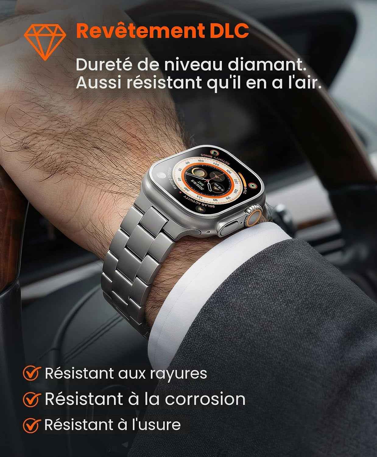 CRNS03 Bracelet En Titane Pour Apple Watch Ultra 3/2/1 49Mm & Series 11/10 46Mm, Bracelet Iwatch Ultra Ajustable Avec Fermoir Papillon, Bracelet De Montre Titane Homme Confortable