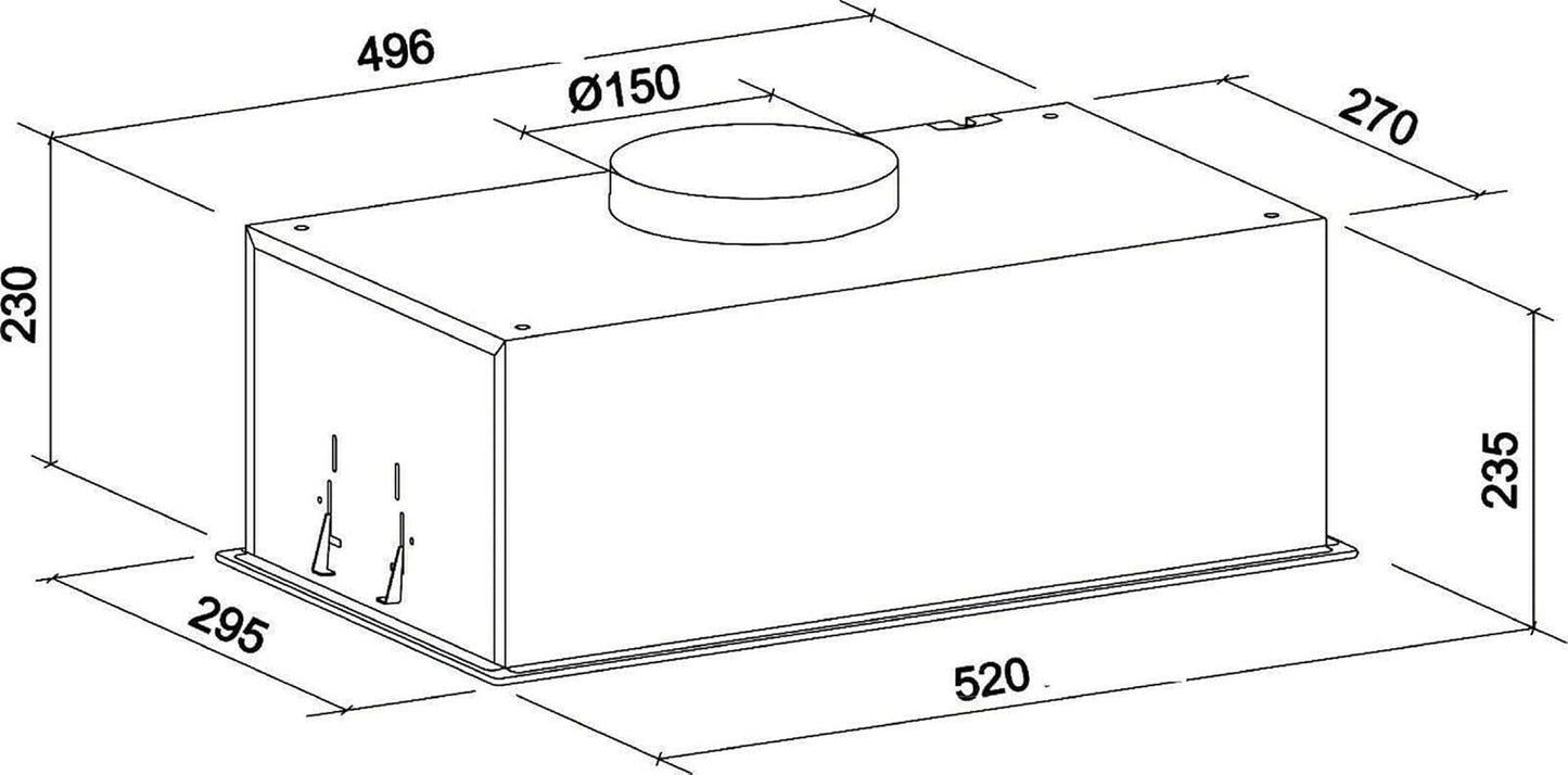 217 Prime, Hotte De Plafond 52 Cm Noir, Grille De Ventilation, Cadre Et Façade En Verre Noir 1000 M³/H, Hotte Encastrée, Hotte D'Extraction, Capot De Circulation D'Air