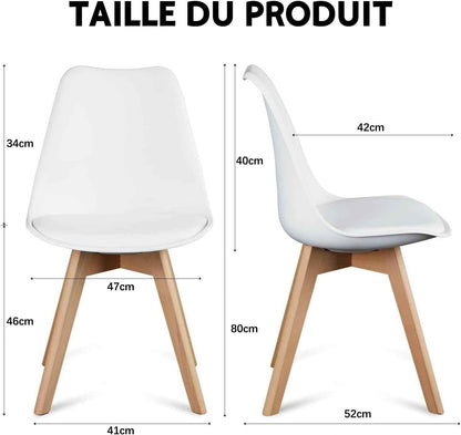 Chaises Salle À Manger, Chaise Scandinave Lot De 4,Idéal Pour Salle À Manger,Salon,Cuisine,Chambre À Coucher (4, Blanc)